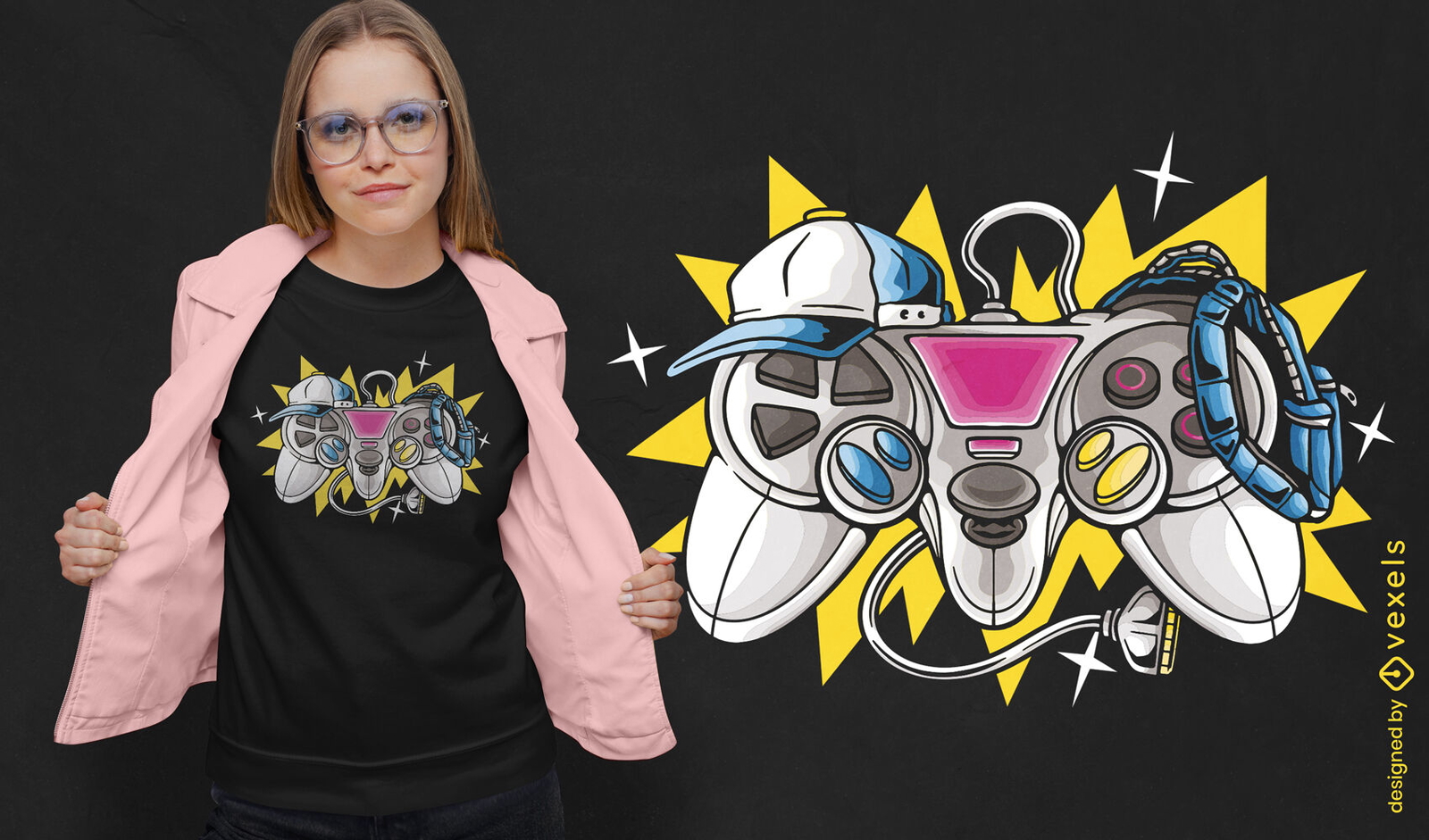 Diseño de camiseta de controlador de juegos escolares