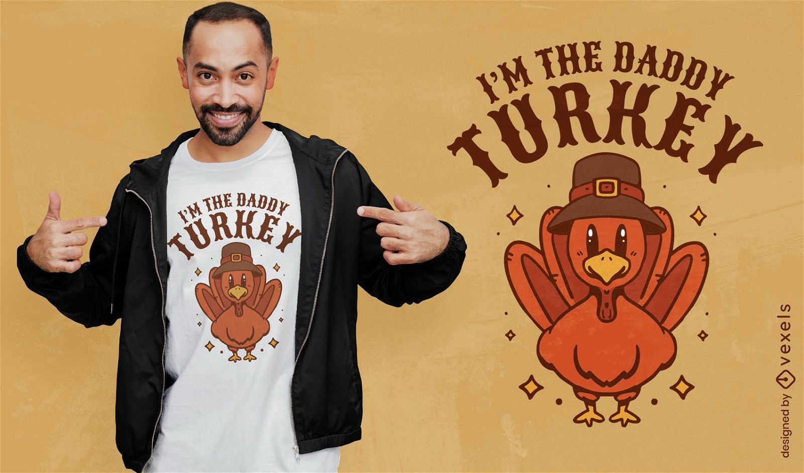 Design de t-shirt de a??o de gra?as animal de desenho animado da Turquia