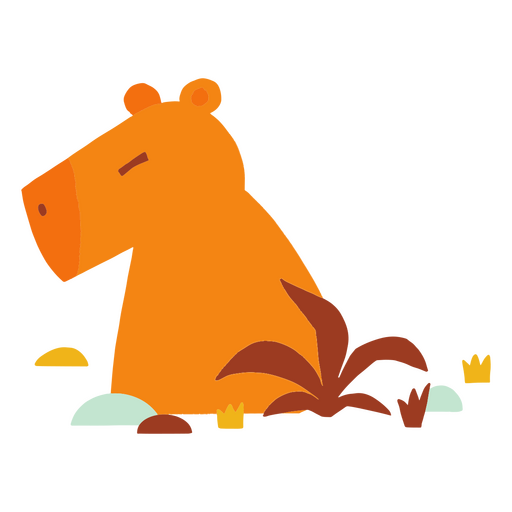 Flaches Bild des orange Capybara PNG-Design