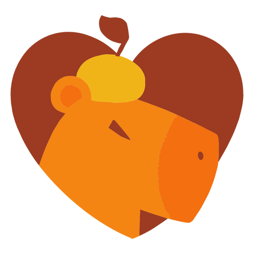 Capybara in a heart frame flat image PNG Design
