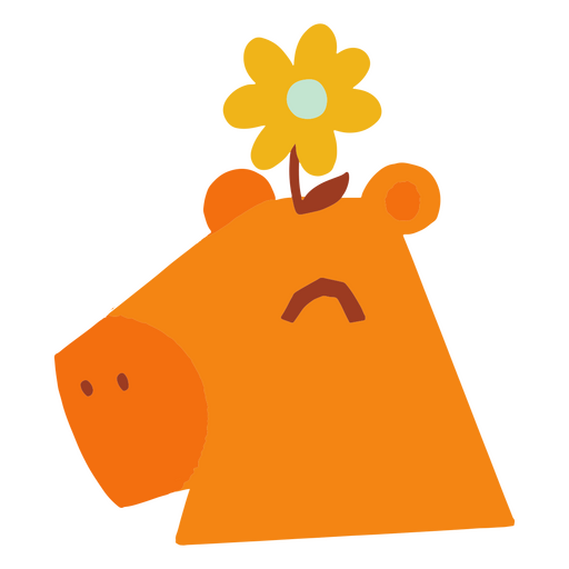 Capybara with a flower atop its head flat image PNG Design
