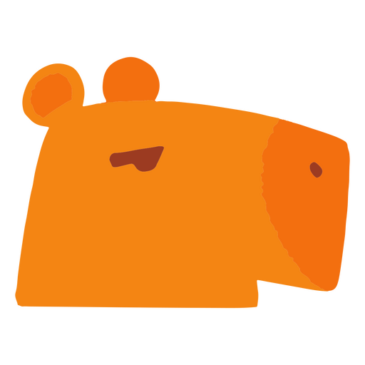 Imagem plana de cabeça de capivara laranja isolada Desenho PNG