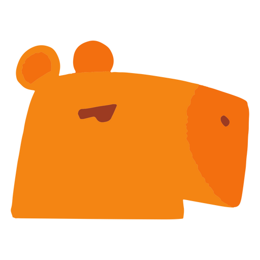 Isolated orange capybara head flat image PNG Design