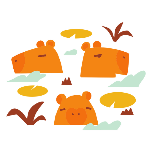 Capybaras in nature flat image PNG Design