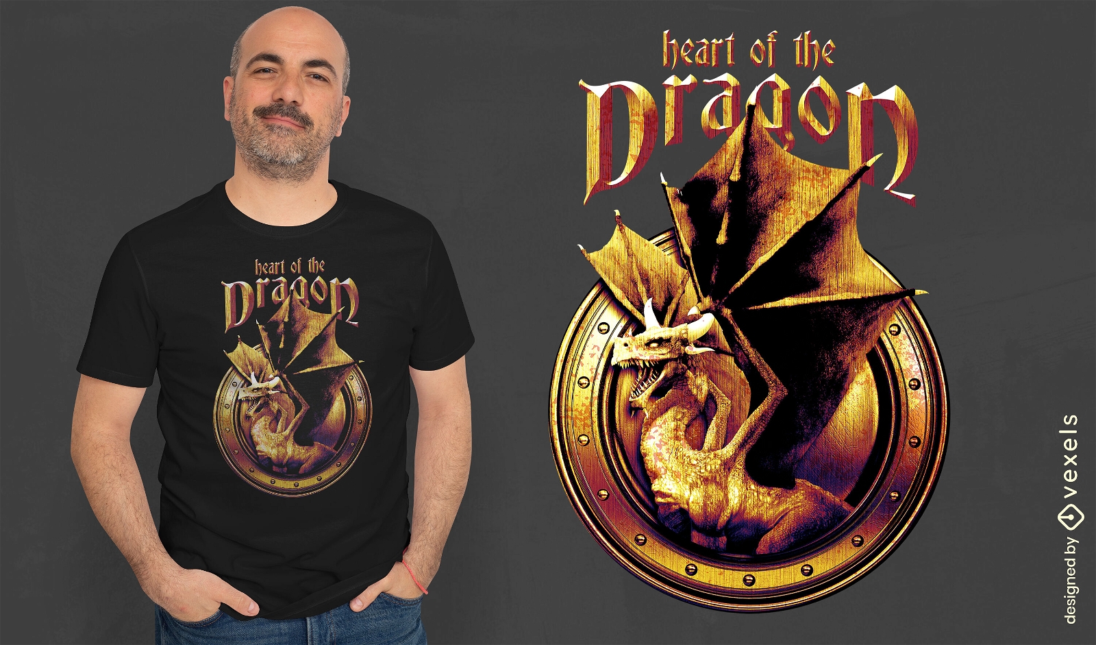 Diseño de camiseta PSD del corazón del dragón