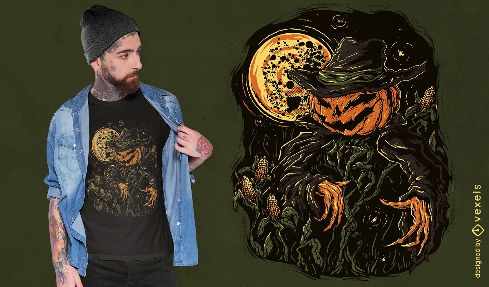 Halloween holiday scarecrow t-shirt design