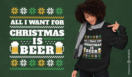 Diseño de camiseta de suéter feo de cerveza.