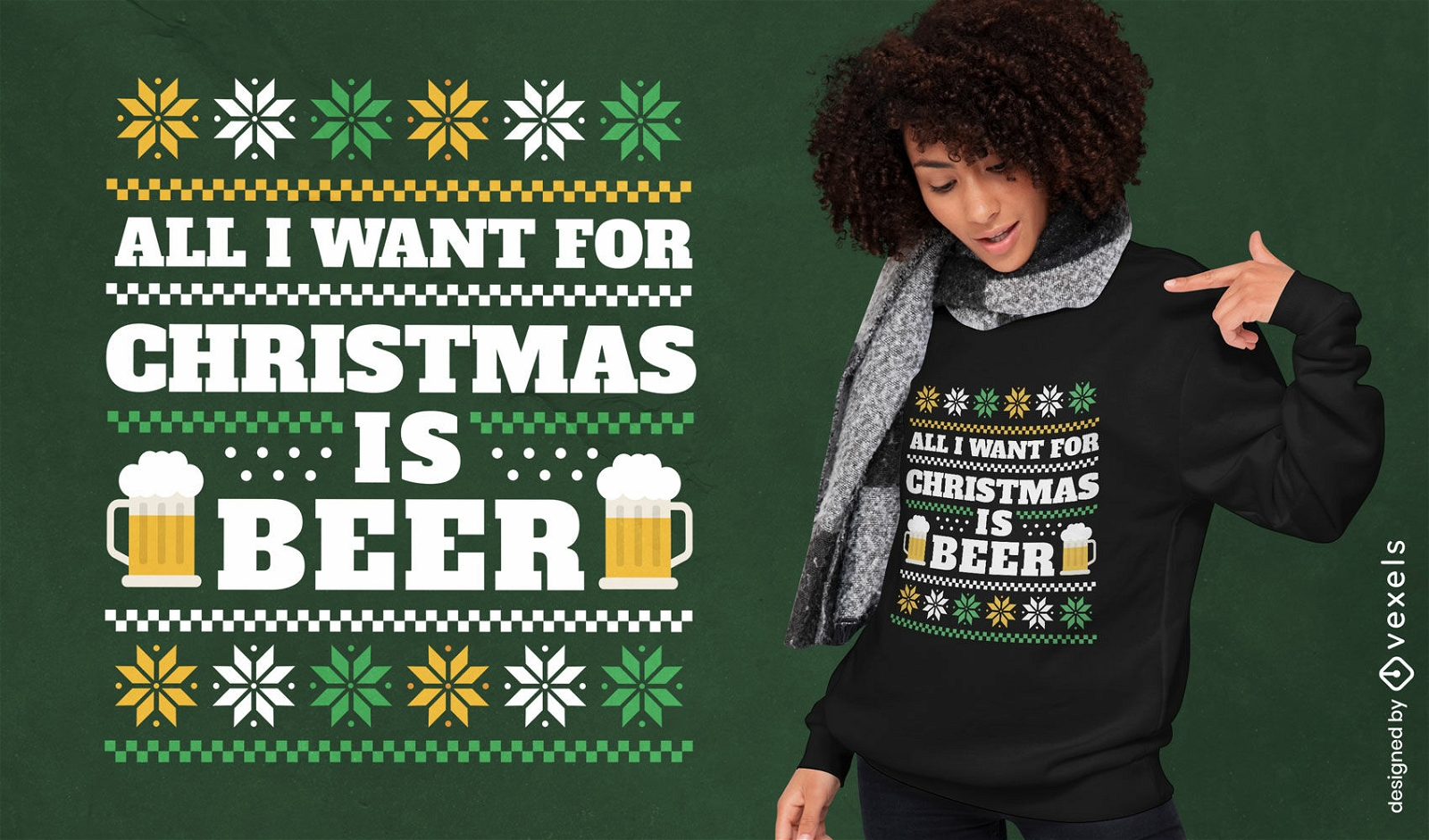 Diseño de camiseta de suéter feo de cerveza.