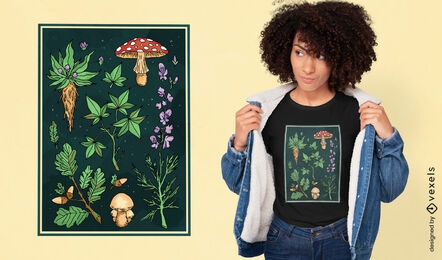 Botanical garden elements t-shirt design