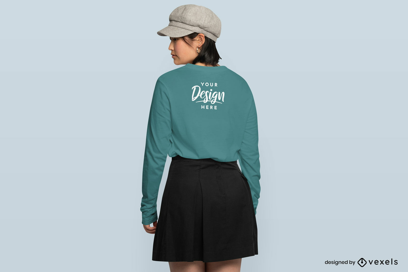 Asian female model in sweatshirt mockup