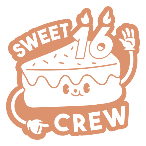 Süße 16-Crew-Retro-Cartoon PNG-Design