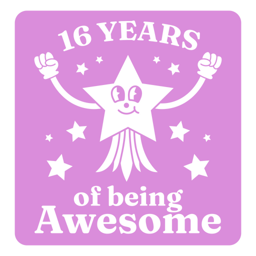 16 years of being awesome retro cartoon PNG Design