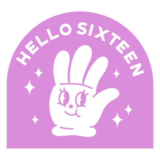 Hellos sixteen retro cartoon PNG Design