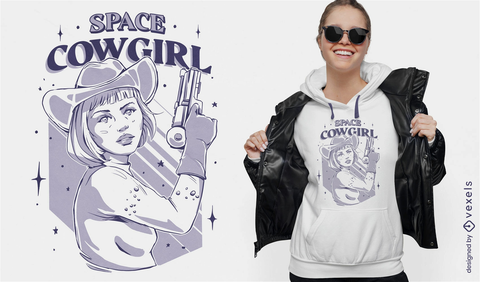 Weltraum-Cowgirl-T-Shirt-Design