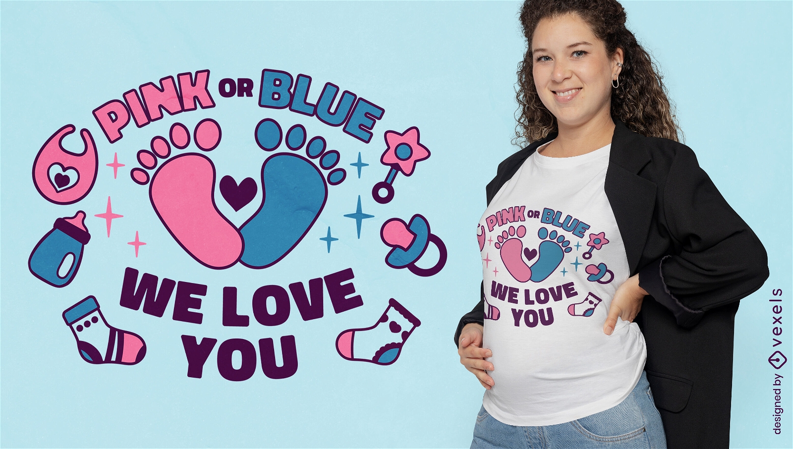 Diseño de camiseta de cita de género de bebé