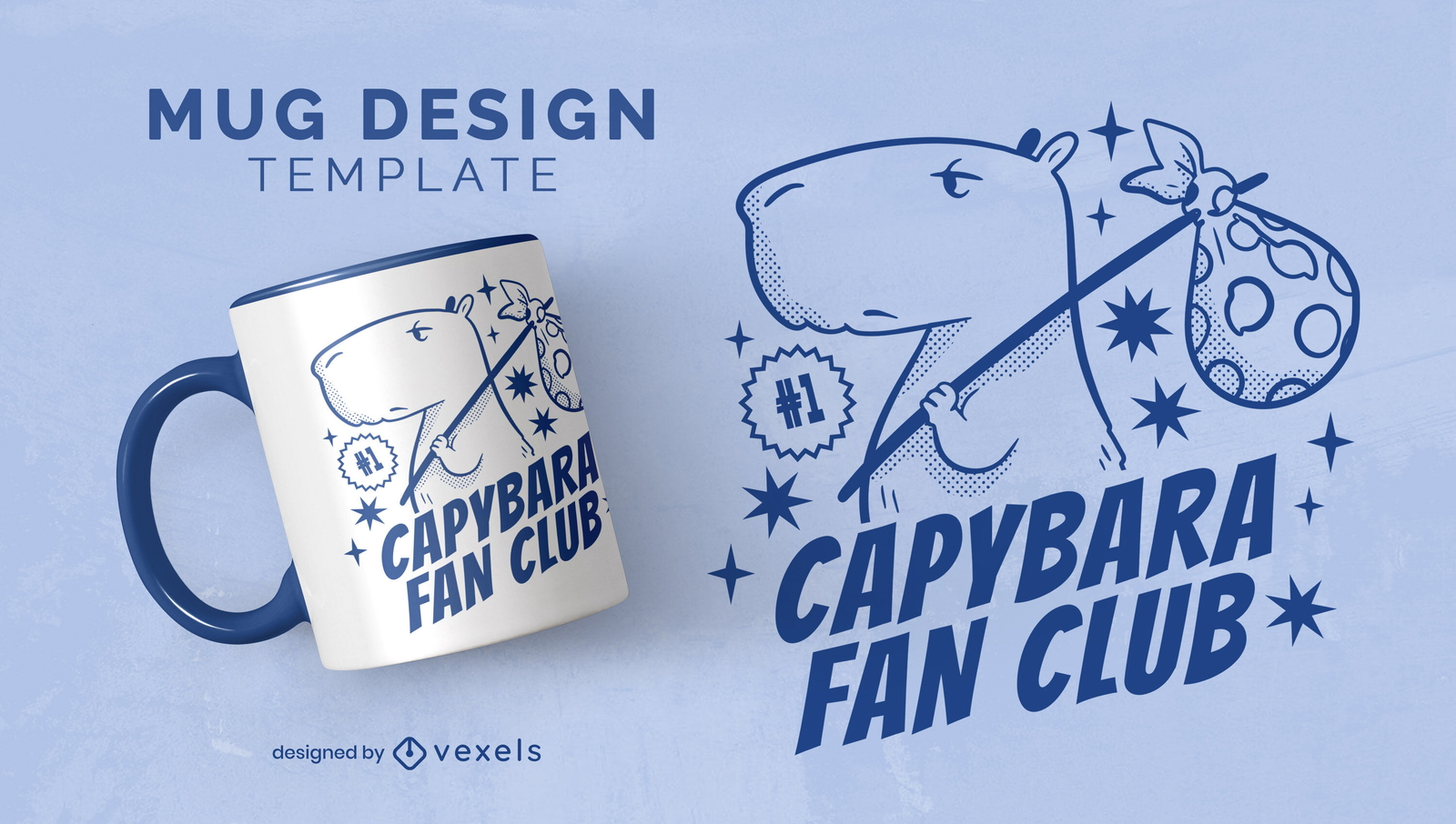 Diseño de taza del club de fans de capybara