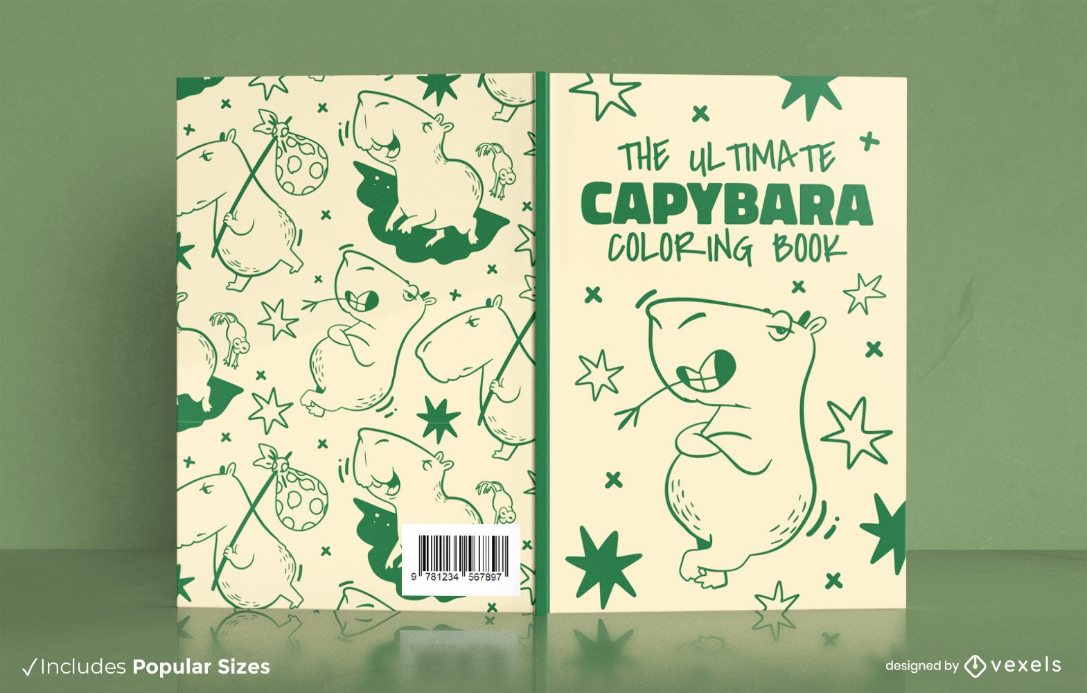 Design de capa de livro de desenho animado de capivara