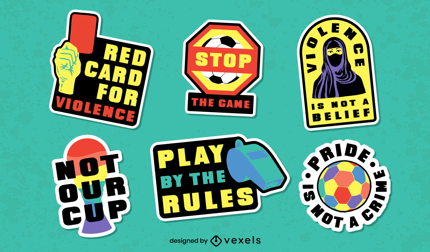 Qatar social issues sticker set