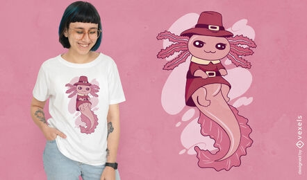 Pilgrim costume axolotl t-shirt design