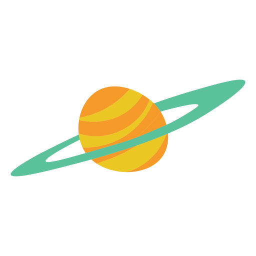 Planet surrounded by a green ring PNG Design