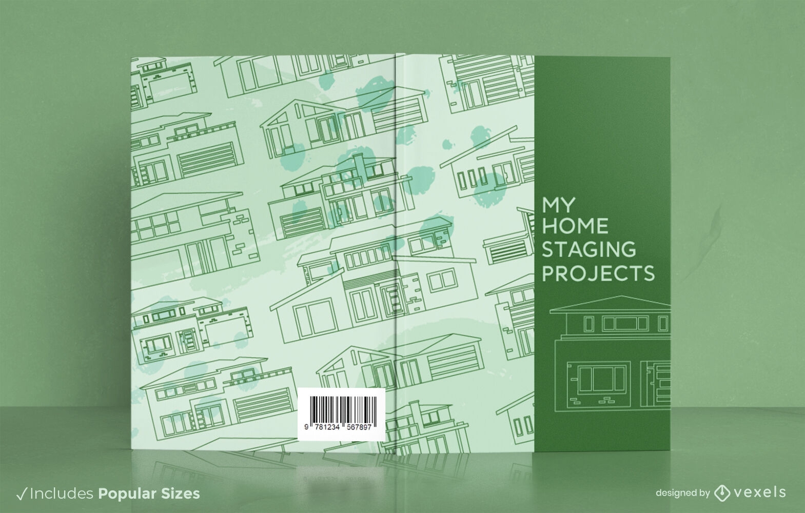 Casas em design de capa de livro de arte de linha