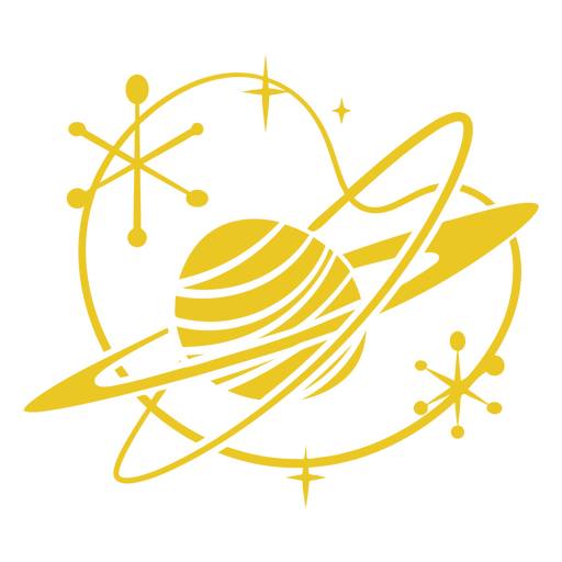 Ringed planet in outer space PNG Design