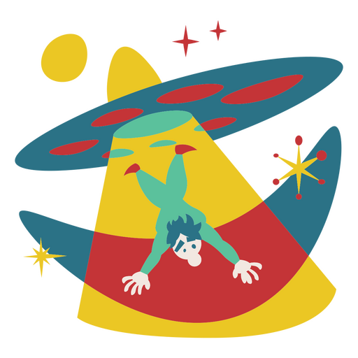 Man abducted by a UFO to outer space PNG Design