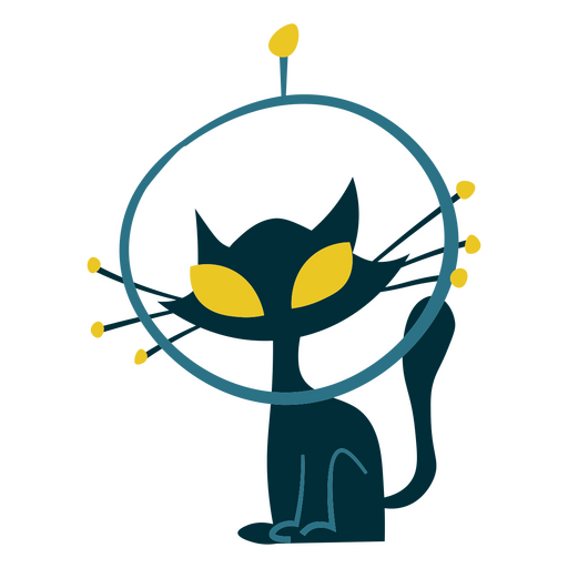 Gato intergaláctico con grandes ojos amarillos Diseño PNG
