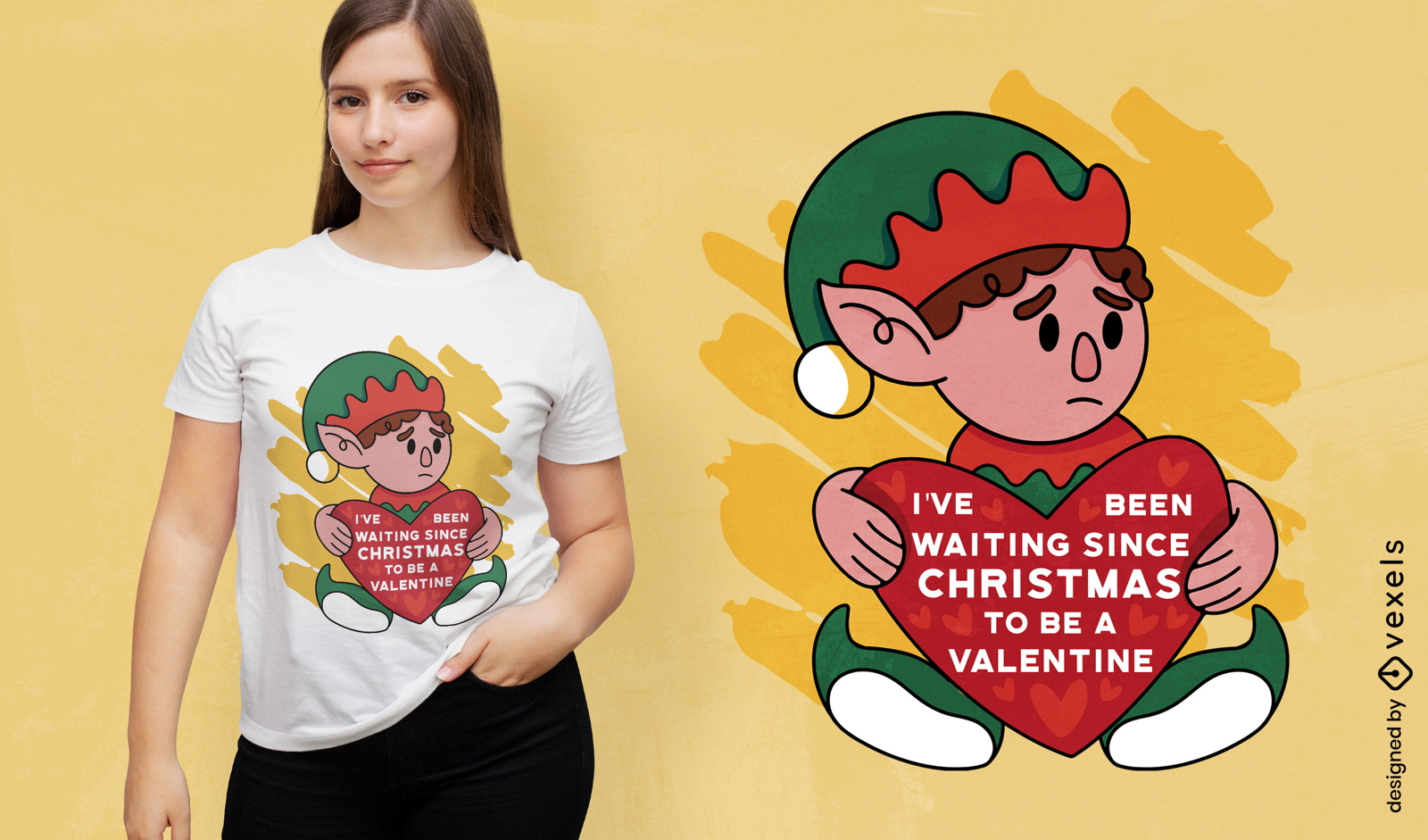 Santa's Elf Heart T Shirt Design Vector Download