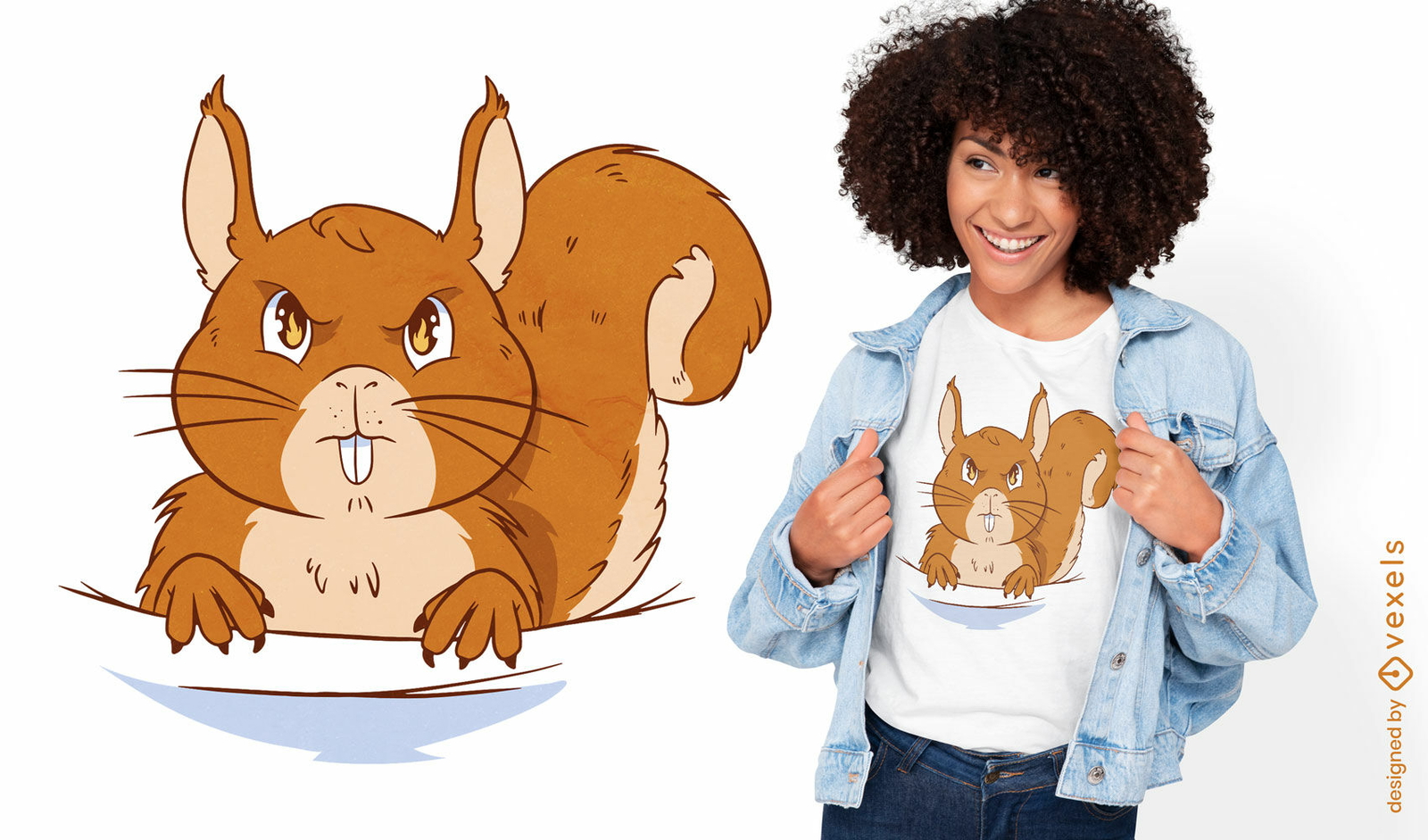 Wütendes Eichhörnchen-Charakter-T-Shirt-Design