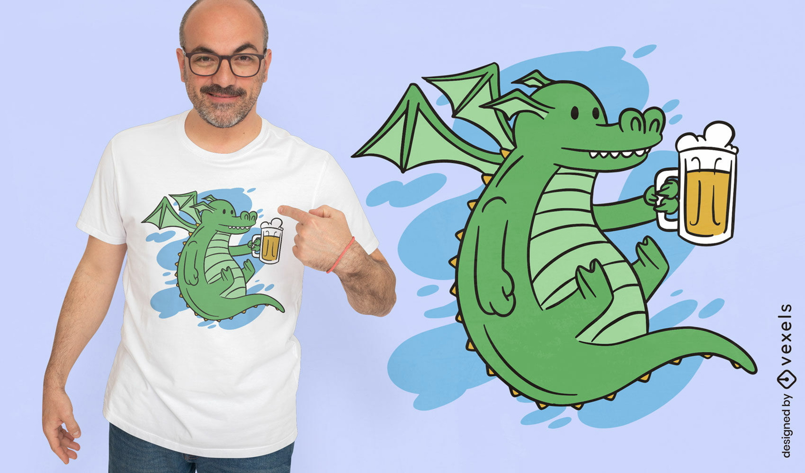 Dragón con diseño de camiseta de cerveza.
