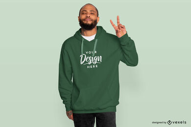 Modelo masculino afroamericano con maqueta de sudadera con capucha