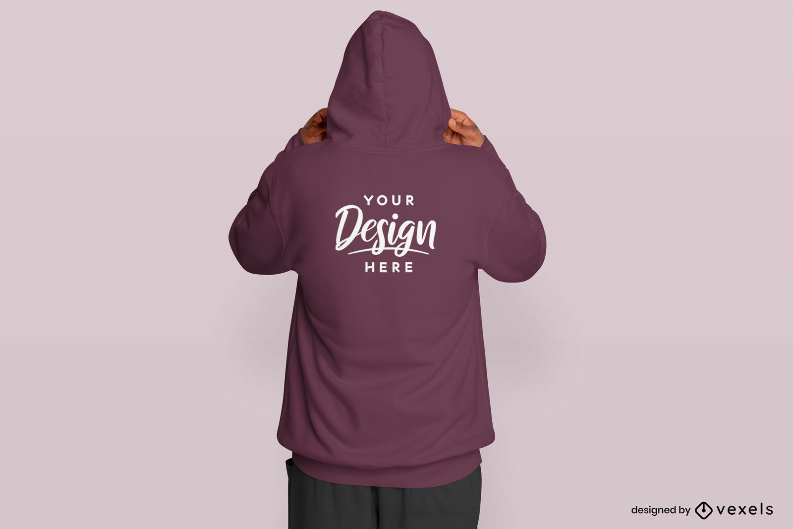 Person stand backwards in hoodie mockup