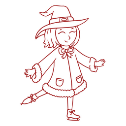 Young Witch Skating On Ice PNG & SVG Design For T-Shirts