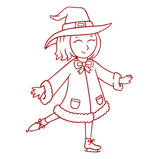 Young witch skating on ice PNG Design