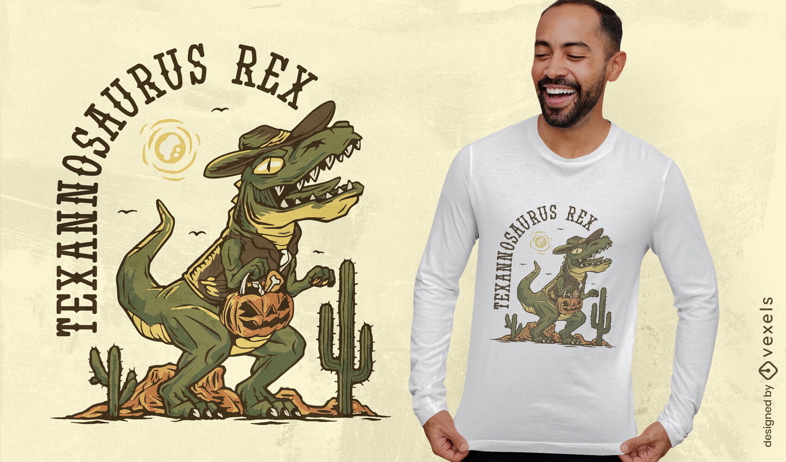 Diseño de camiseta de halloween de dinosaurio t-rex