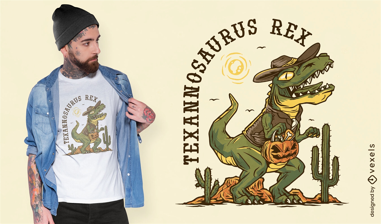 Design de camiseta de halloween de dinossauro T-rex
