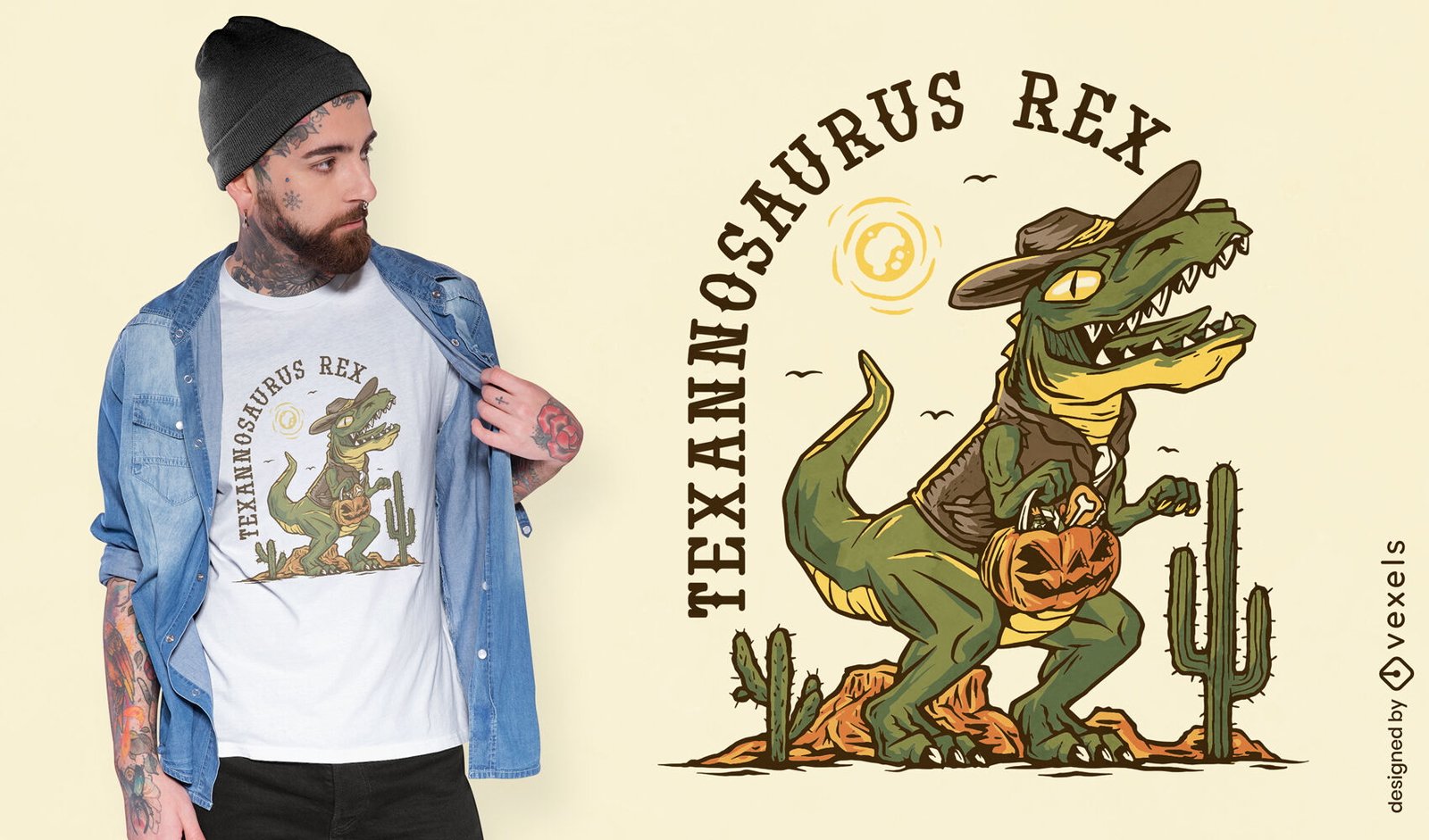 T-Rex-Dinosaurier-Halloween-T-Shirt-Design