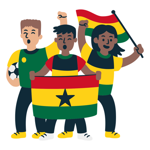 Aficionados al fútbol de Ghana Diseño PNG