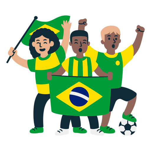 Aficionados al fútbol de brasil Diseño PNG