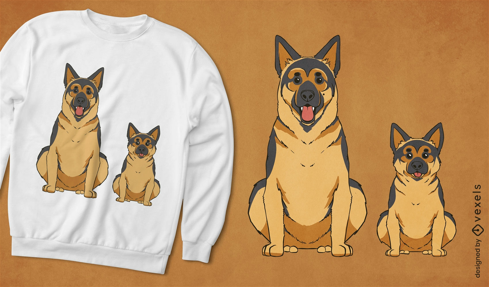 Design de camiseta de cães de pastor alemão