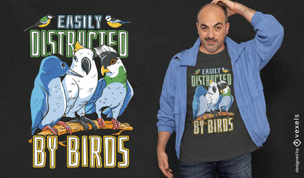 Abgelenkt durch Vogel-T-Shirt-Design
