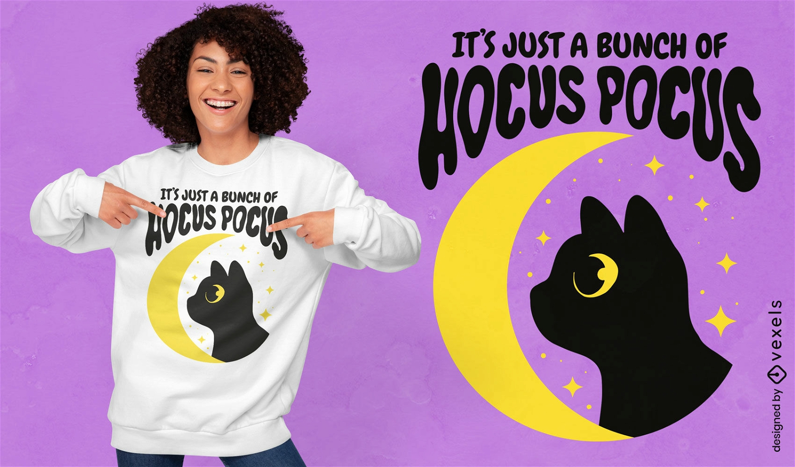Black cat hocus pocus t-shirt design