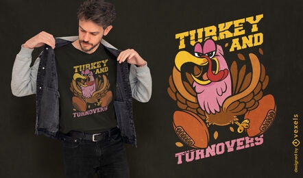 Football turkey cartoon t-shirt design