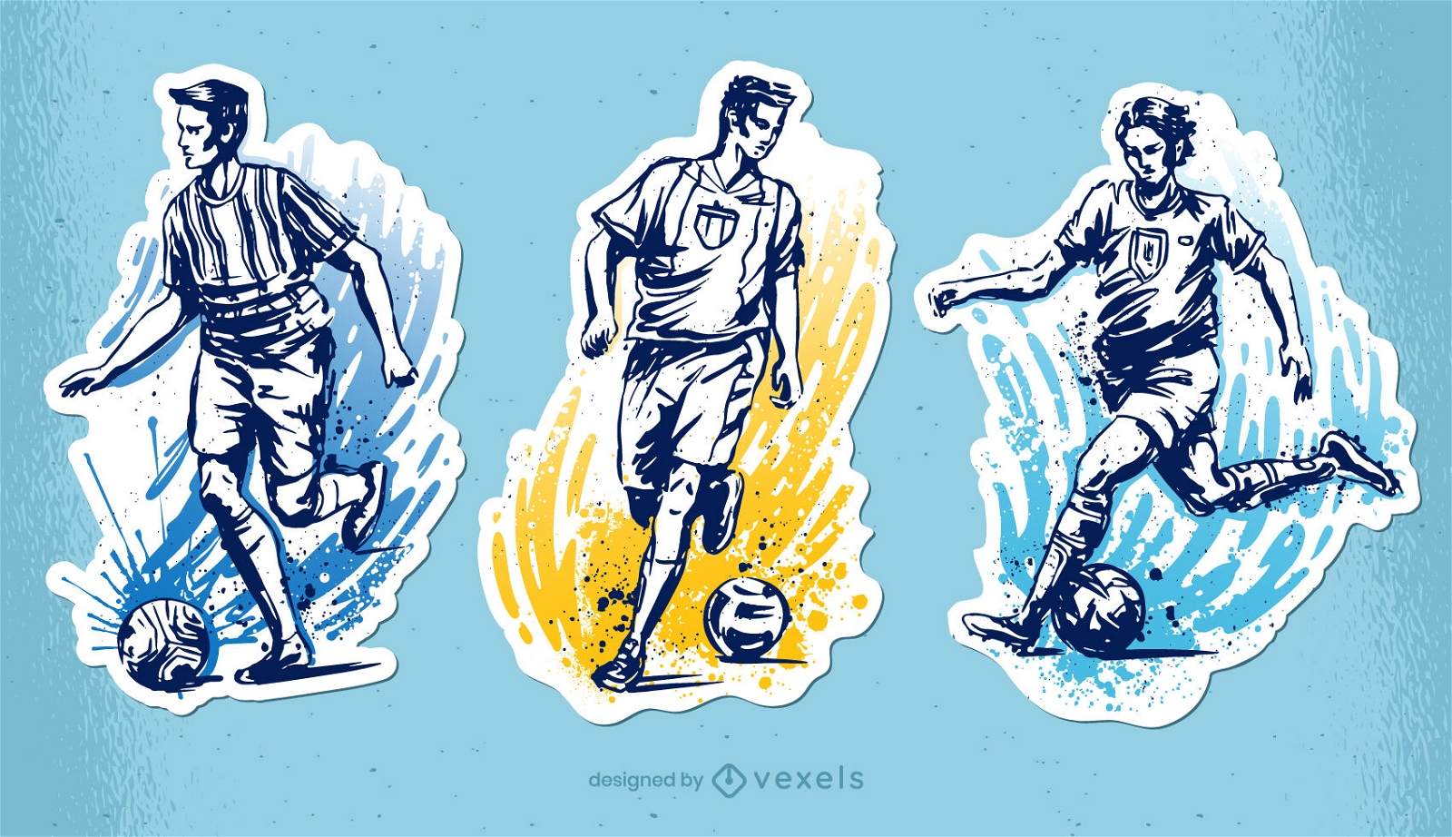 Soccer players stickers set