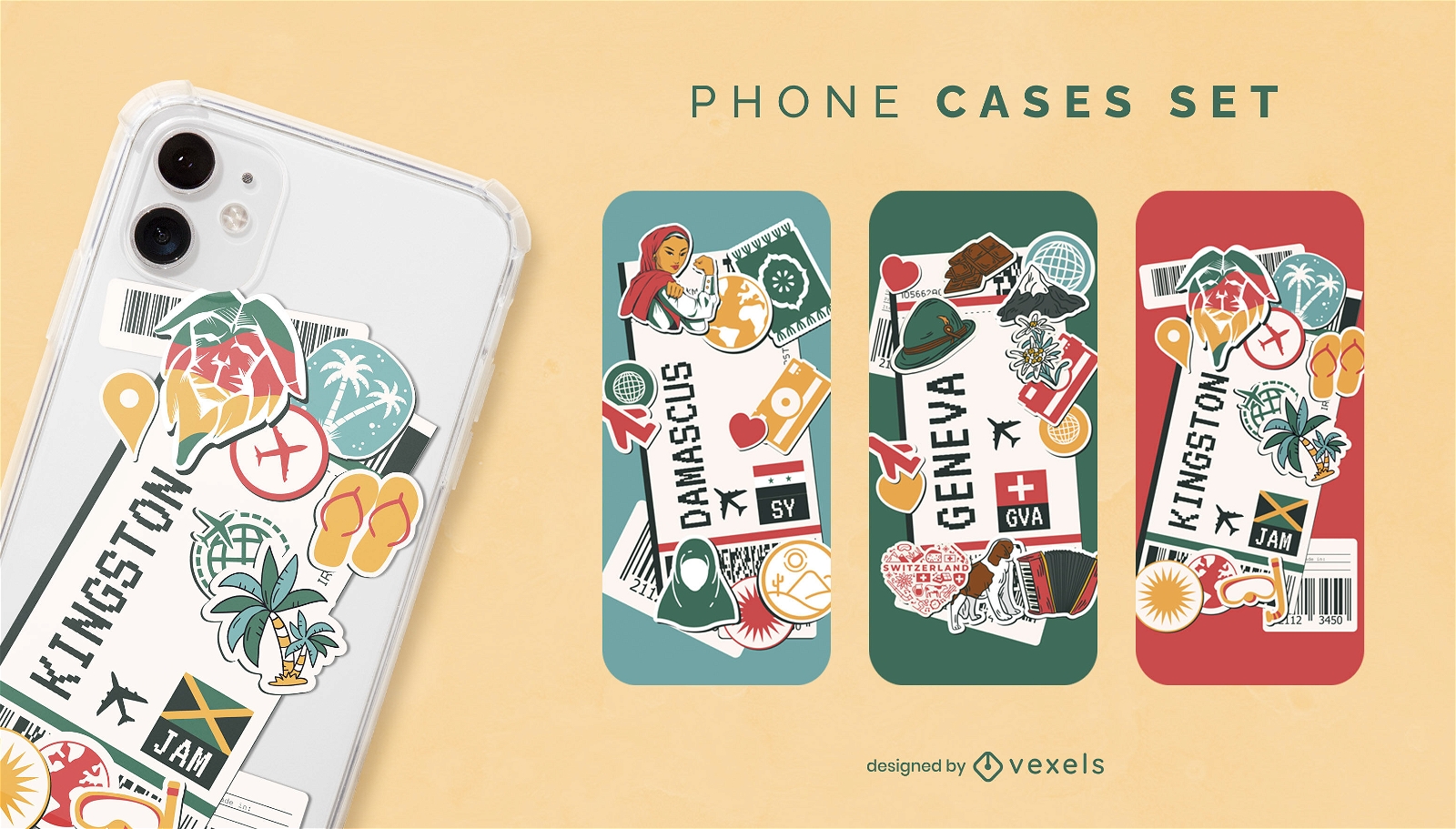 Boarding passes vacation phone case set
