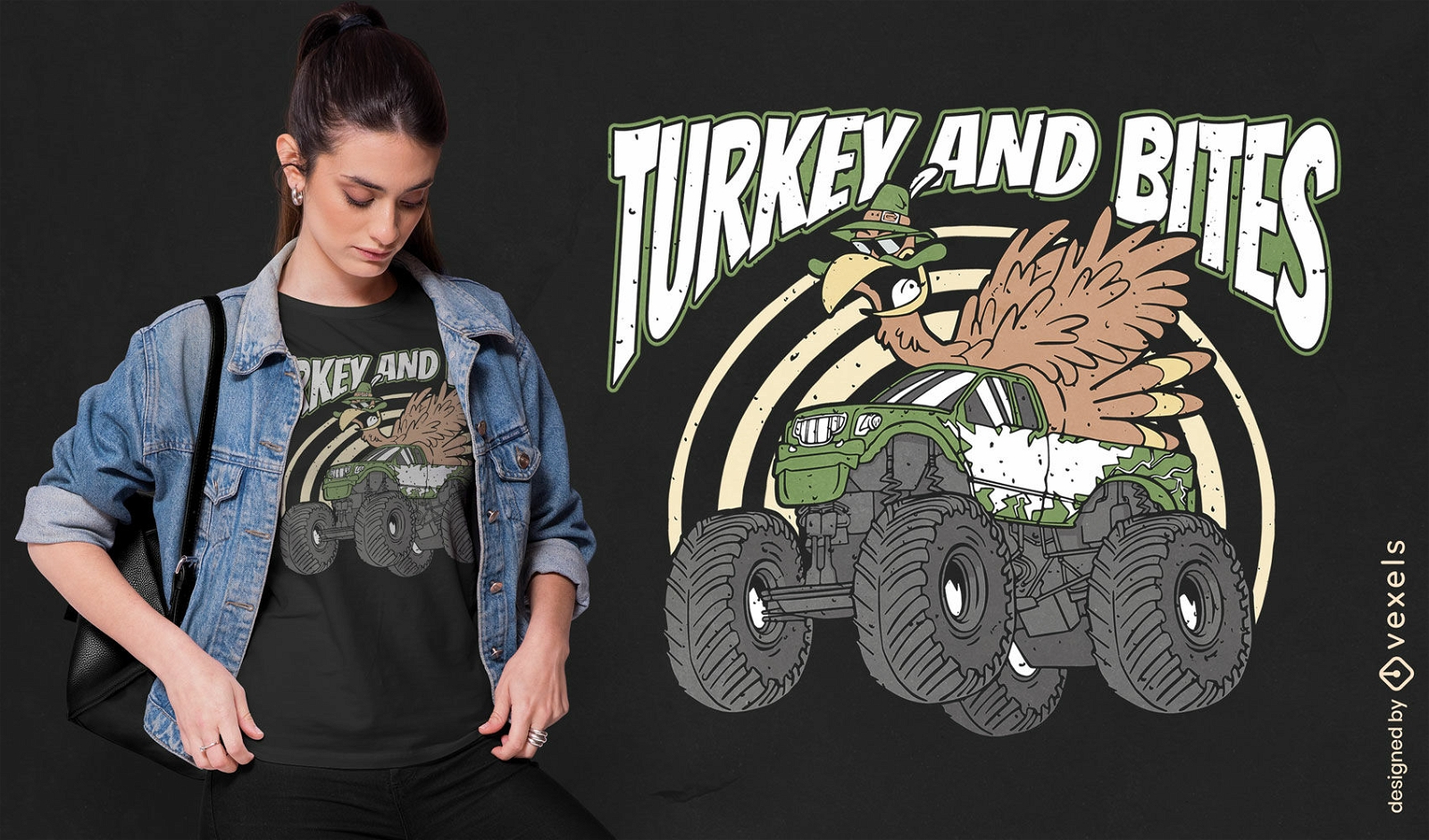 Turkey riding monster truck t-shirt design