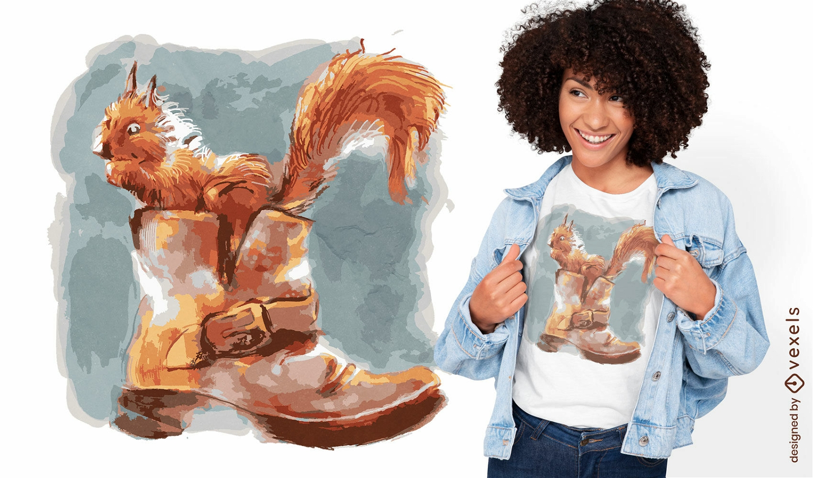 Watercolor squirrel t-shirt design