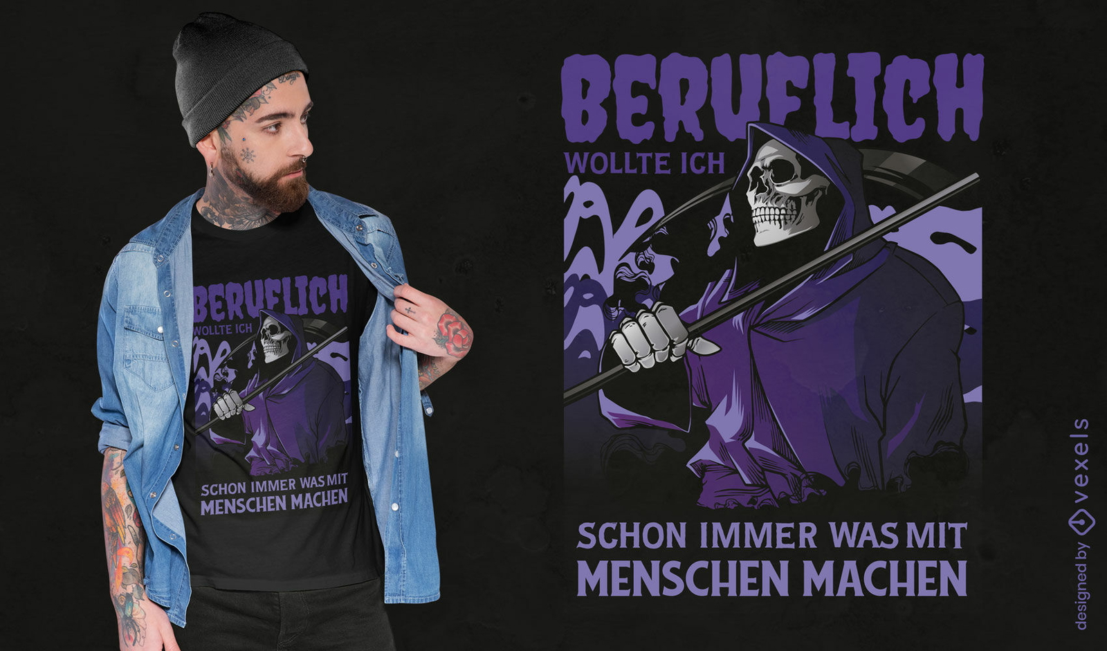 Diseño de camiseta con ilustración de Grim Reaper