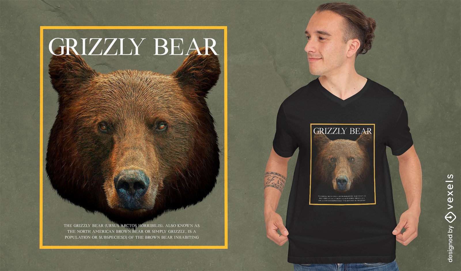 Design de camiseta psd de urso pardo